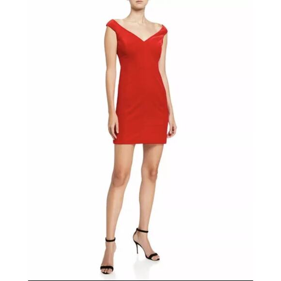 Theory Red Velvet Sleeveless Off Shoulder Dress - Size 4 - Picture 1 of 14